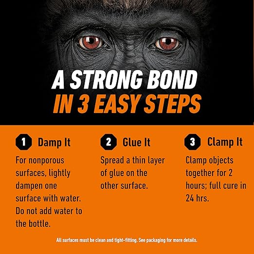 Gorilla Original Gorilla Glue, Brown, Waterproof Polyurethane Glue, 8 Ounce (Pack of 1) - Expands Into Materials, All Purpose-DeskLoop Office