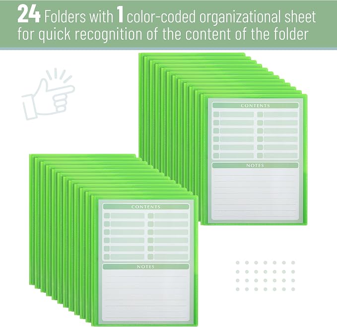 Mr. Pen- Plastic Folders with Pockets and Prongs, 24 Pack, Letter Size | Green - Image 6