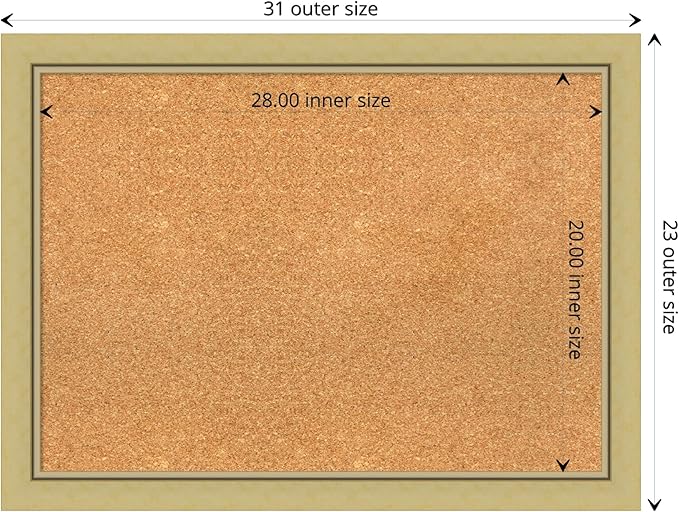 Amanti Art Natural Cork Board for Wall, 23x31 Vision Board with Gold Frame, Medium Corkboard Office Decor for Home Organization, Casual Corkboard Pinboard to display items for home organization-DeskLoop Office