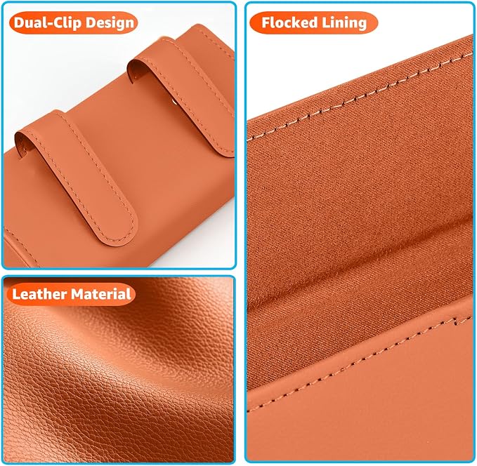 Magnetic Sunglasses Holder for Car Visor, PU Leather Clip, One-Handed Access - Image 3