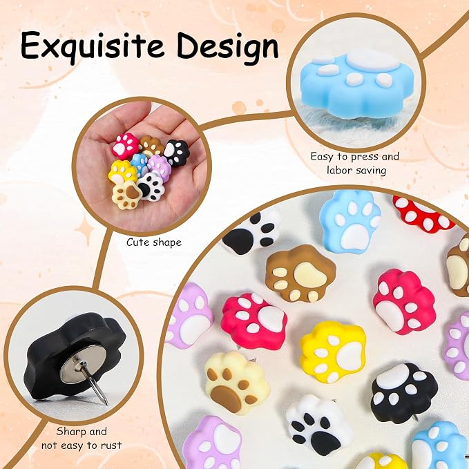 Decorative Cute Push Pins for Bulletin Board, Thumb Tacks, Cork Board Desk Wall - Image 3