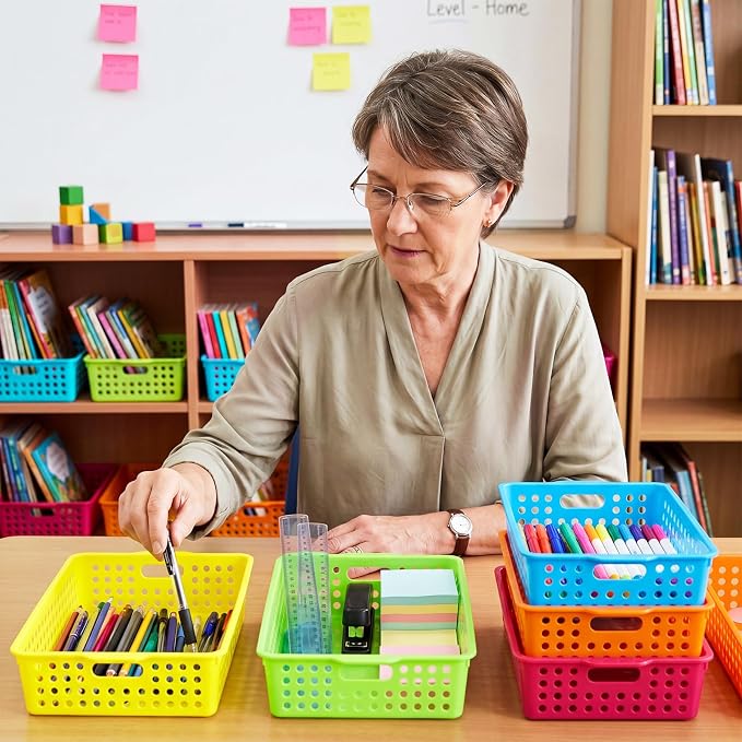 12 Pack Turn in Trays for Classroom, Stackable Letter Size Paper Trays - Image 3