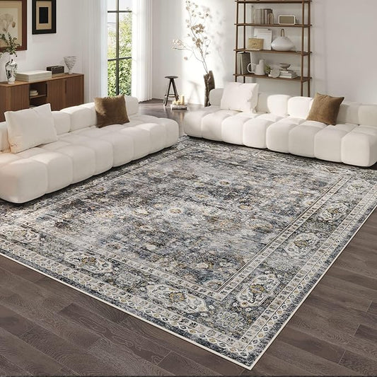 Rugcomf Area Rug 5x7 Washable Rug Boho Soft Non-Slip Non-Shedding Faux Wool by Rugcomf