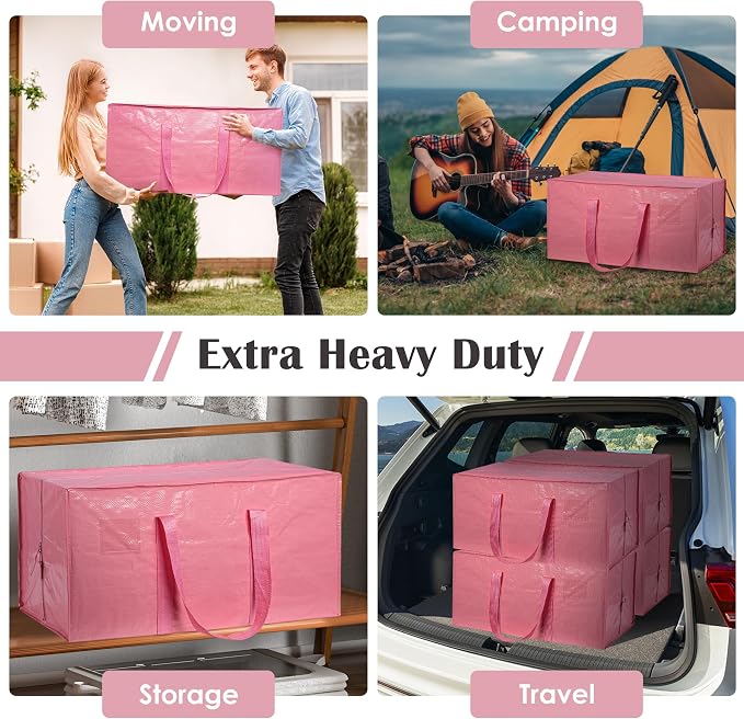 12 Pack Moving Bags with Full-Open Side Zipper, Extra Large 93L Heavy Duty - Image 8