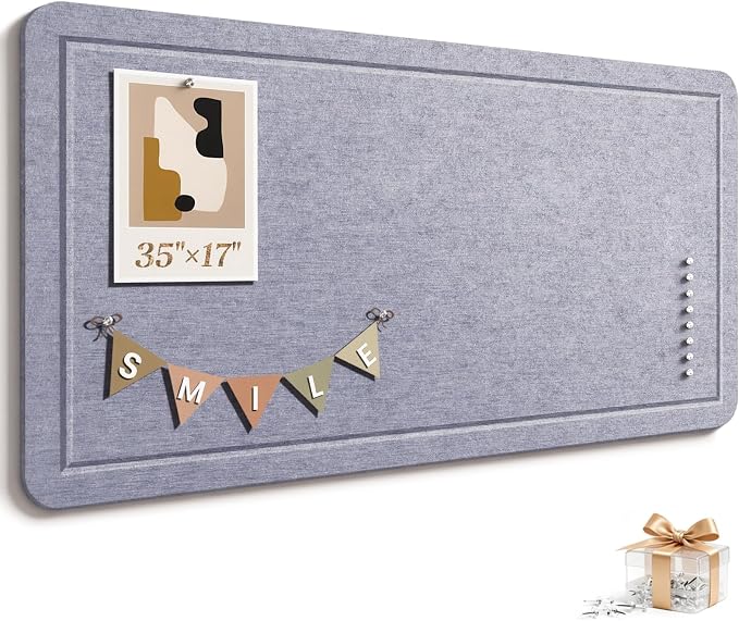 Large Bulletin Board, 35 X 17 Inches Felt Cork Board by Subeauty