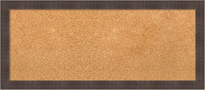 Amanti Art Natural Cork Board for Wall, 14x32 Vision Board with Brown Wood Frame, Medium Corkboard Office Decor for Home Organization, Rustic Farmhouse Corkboard Pinboard to display items for home-DeskLoop Office