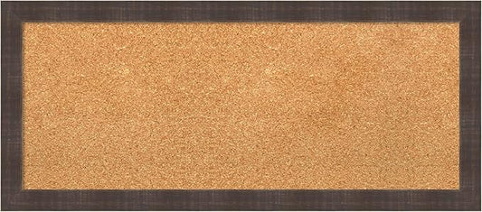 Amanti Art Natural Cork Board for Wall, 14x32 Vision Board with Brown Wood Frame, Medium Corkboard Office Decor for Home Organization, Rustic Farmhouse Corkboard Pinboard to display items for home-DeskLoop Office
