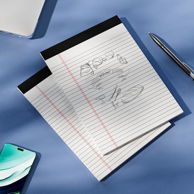 Legal Pads 8.5 x 11, Writing Paper Tablets 8-1/2 x 11, 6 Pack White Note Pads - Image 7