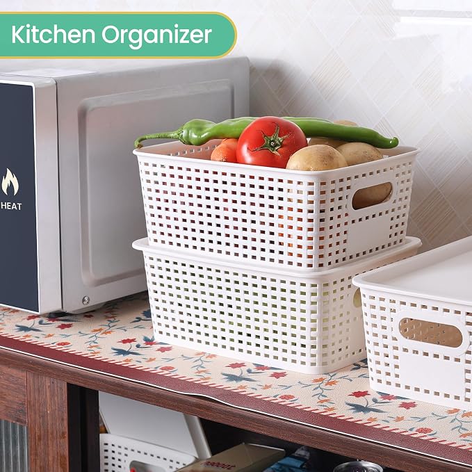 Plastic Storage Baskets with Lid-Plastic Storage Containers Stackable Storage - Image 5