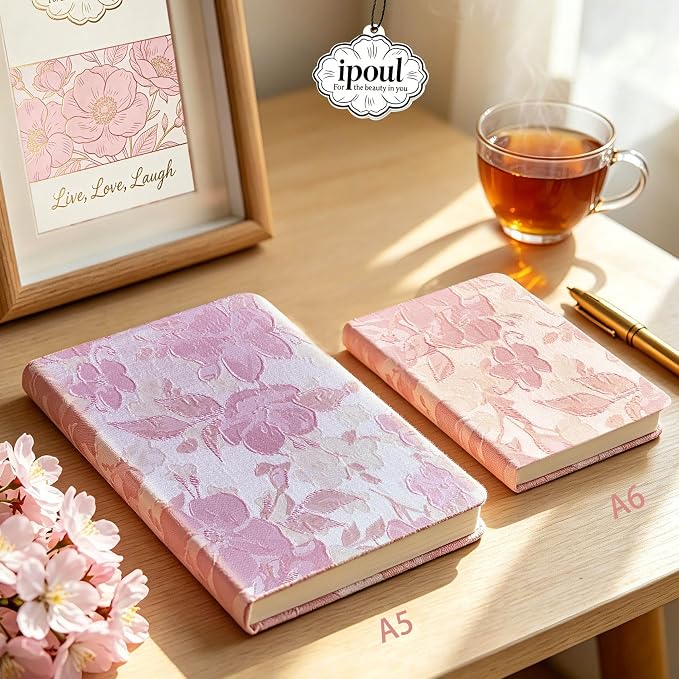 Pink Notebook, Ruled Journal, Embroidered Flower Journal, Beautiful Journal - Image 8