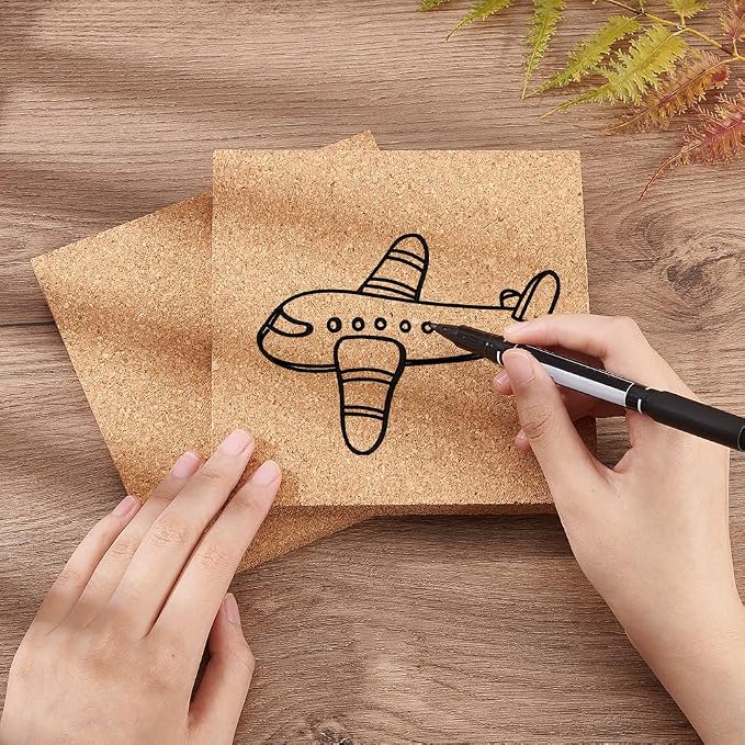 OLYCRAFT 2PCS Square Bulletin Boards 6 x 6 inch Non Self-Adhesive Wood Cork - Image 3