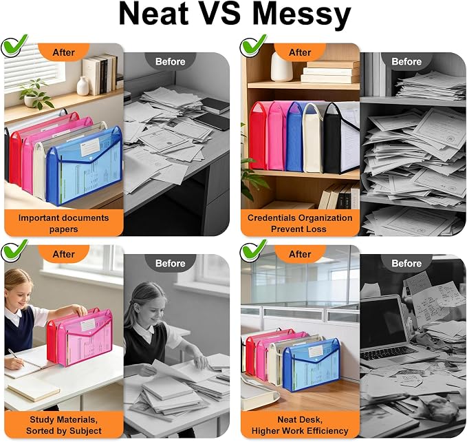 5 Pack Plastic Expanding File Folder, A4 Document Folder Large Capacity - Image 4