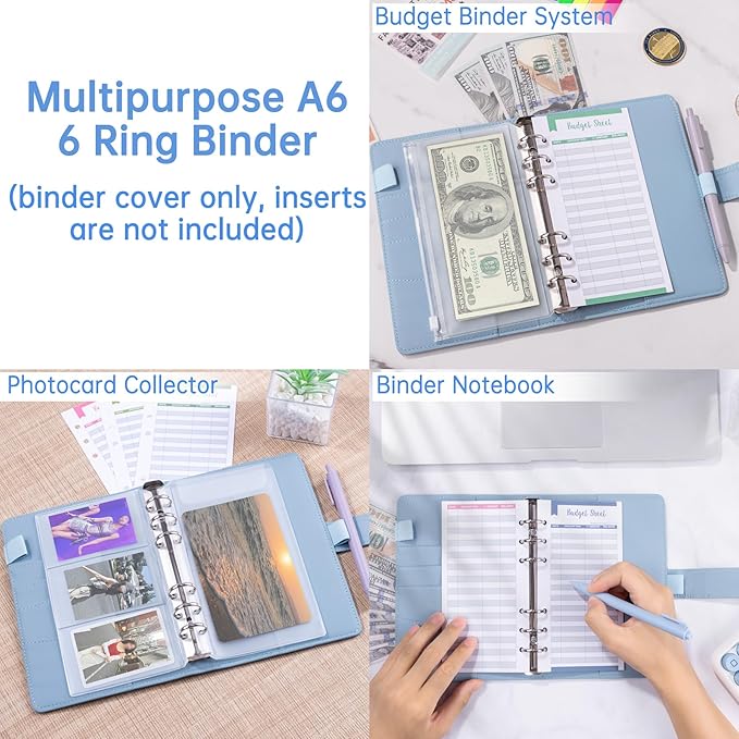 Antner A6 Notebook Binder Refillable 6 Ring Budget Binder Cover - Image 4