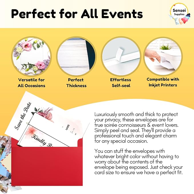 110 5x7 Red Invitation Envelopes - Image 3