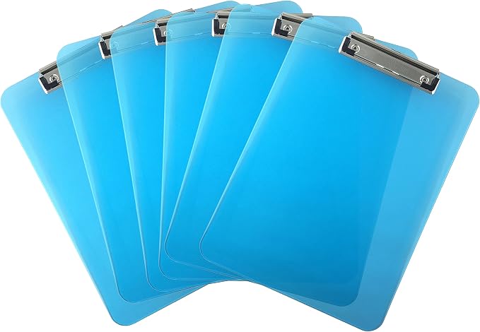 Trade Quest Plastic Clipboard Transparent Color Letter Size Low Profile Clip by Trade+Quest+Global+Corp