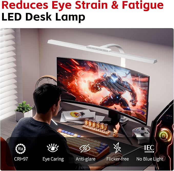 Desk Lamp with Clamp, LED Eye-Caring Clip on Desk Lights - Image 2