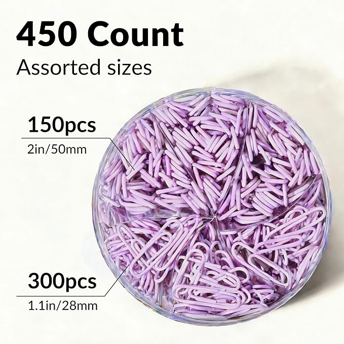 NEEWAY 450pcs Paper Clips Assorted Sizes, Small and Large Paper Clips, Coated - Image 3