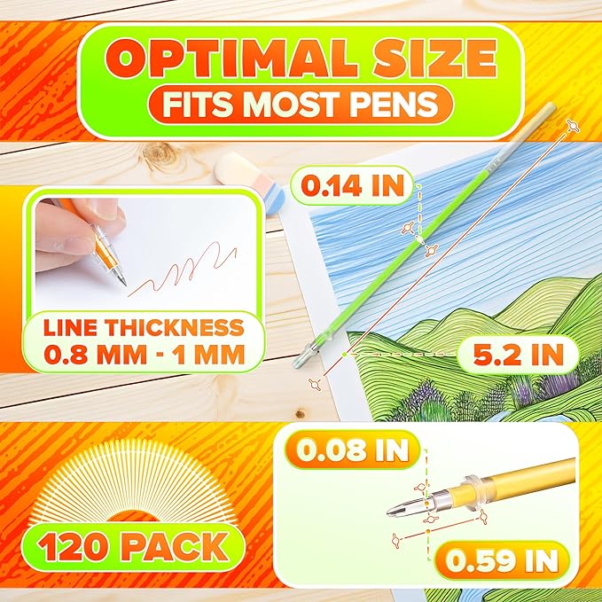 120 Pcs Assorted Glitter Gel Pen Refills - Image 2