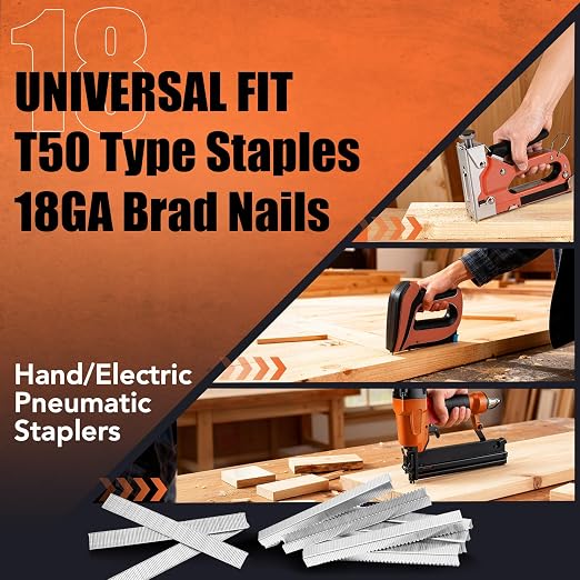 PINOZE Heavy Duty T50 Staples & 18GA Brad Nails Combo Kit, 3120-Count, 3/8" - Image 5