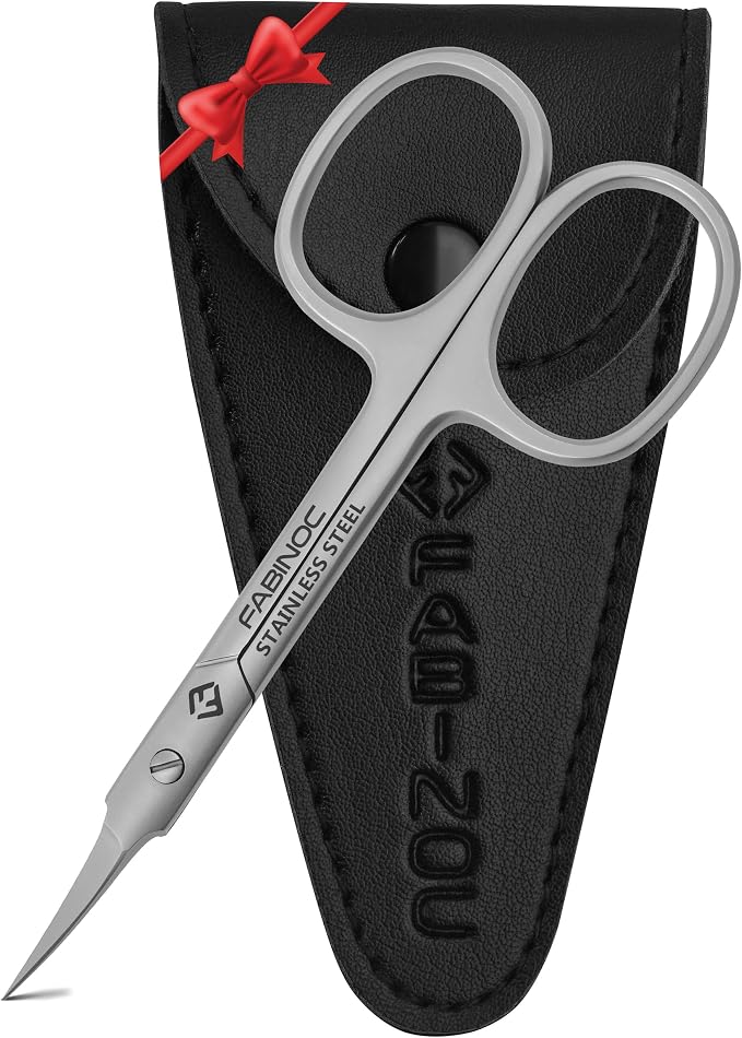 Cuticle Scissors Extra Fine Curved – German Quality Stainless Steel – Manicure by FABINOC