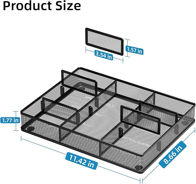 Marbrasse 2Pack Desk Drawer Organizer, Metal Mesh Drawer Organizer Tray - Image 2