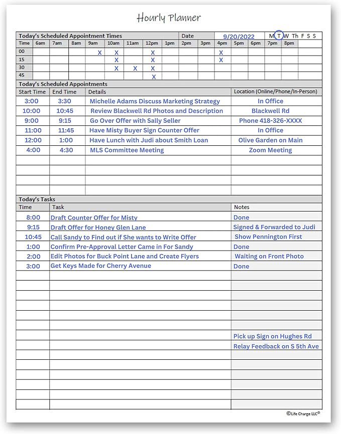 Hourly Planner Notepad. 60 Page Planning Pad w/Appointment Time Block, Task Log - Image 7