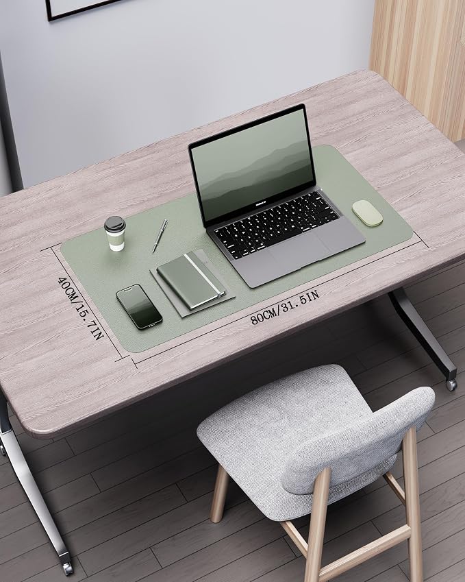 YSAGi Double-Sided Desk Pad, 31.5"x15.7"Leather Desk Mat, Eco Cork Desk Pad - Image 5
