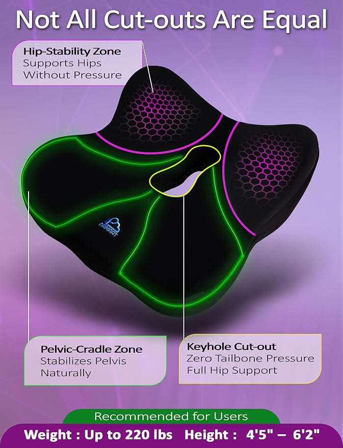 Memory Foam Seat Cushion for Pressure Relief, Ergonomic Office Chair Cushion - Image 6
