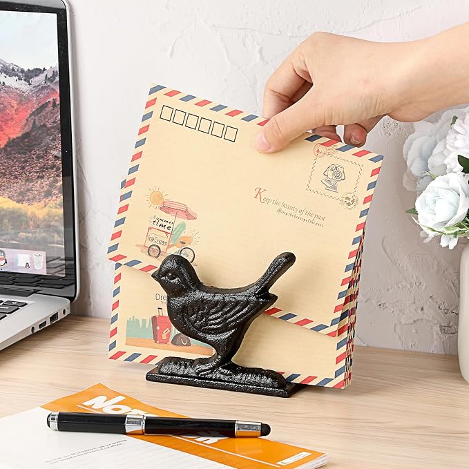 BTSKY Cast Iron Mail Organizer Countertop, Heavy Duty Desk Mail Holder - Image 2