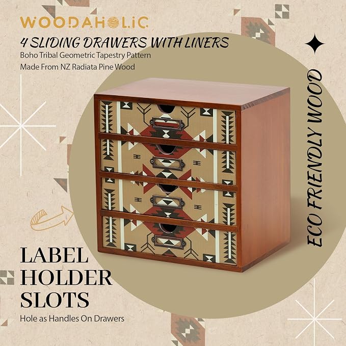 Boho Navajo Wooden Desk Organizer - Image 6