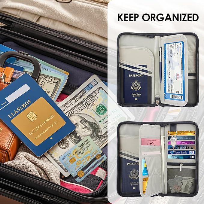 Passport Holder Family Travel Large RFID Blocking Passport Organizer, Travel - Image 4