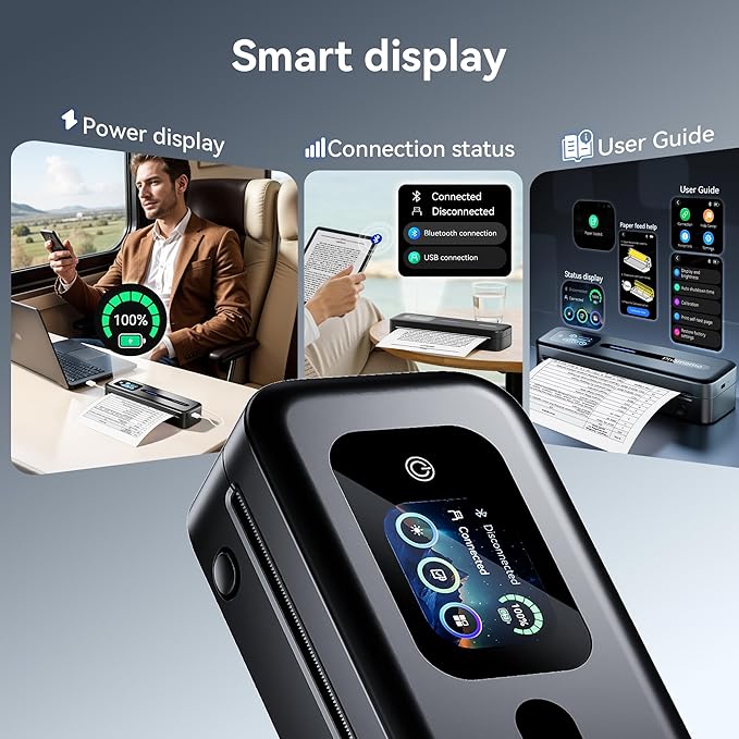 Phomemo Upgraded Portable Printer with Touchscreen, M832D Bluetooth Wireless Thermal Inkless Printer, Supports 8.5"x11" US Letter & A4, Compatible with iOS, Android, PC for Travel, Black-DeskLoop Office