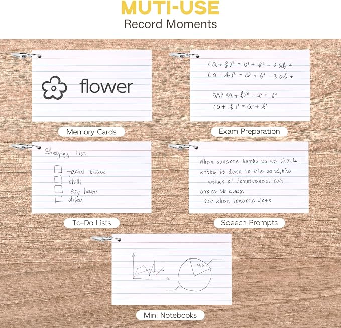3x5 Index Cards with Ring, Goefun White Flashcards - Image 3