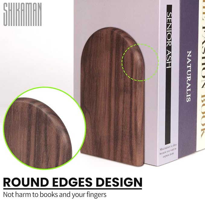 Book Ends, 2 Pair Large Bookends Wood Book Ends Universal Economy Bookend - Image 3