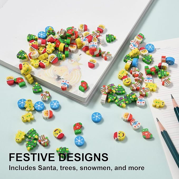 320pcs Mini Christmas Erasers for Kids Bulk, Cute Small Erasers for Christmas Party Favors Goodie Bags Stuffers Stocking Stuffers Holiday Gifts Classroom Rewards-DeskLoop Office