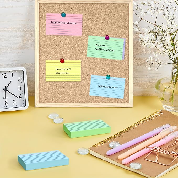 250 Count Colored Index Cards 3x5, 180gsm Heavy Weight Flash Cards, Ruled Index - Image 5