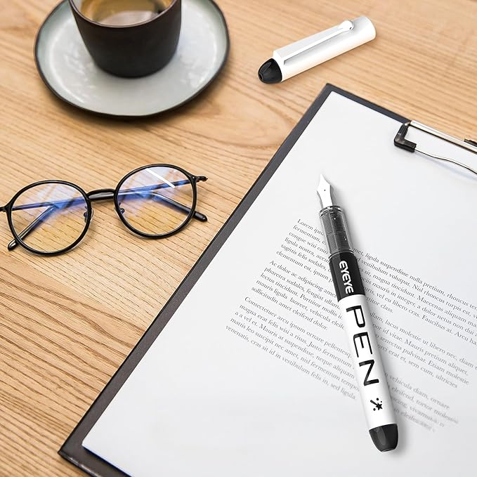 EYEYE Fountain Pens for Writing, 8 Pack Assorted Colors Fine Point Disposable Fountain Pens Stainless Steel Nib, Smooth Writing for Calligraphy, Journaling, Drafting, Sketching, Doodling & Gifts-DeskLoop Office