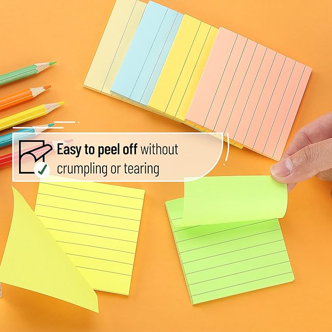 Mr. Pen- Lined Sticky Notes, 6 Pads, 45 Sheets/Pad, Pastel Color | Sticky Notes - Image 5