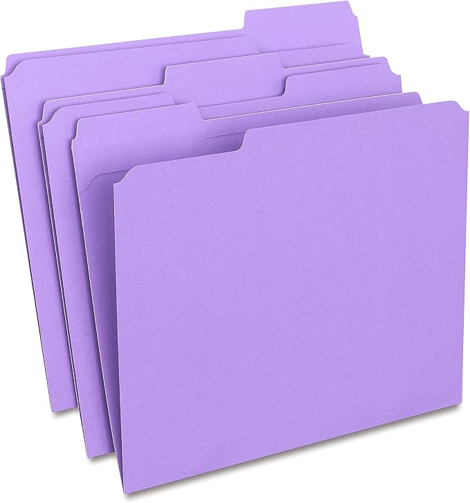 Staples Reinforced File Folders, Letter Size, 1/3‑Cut Tabs, Heavy‑Duty Paper by Staples