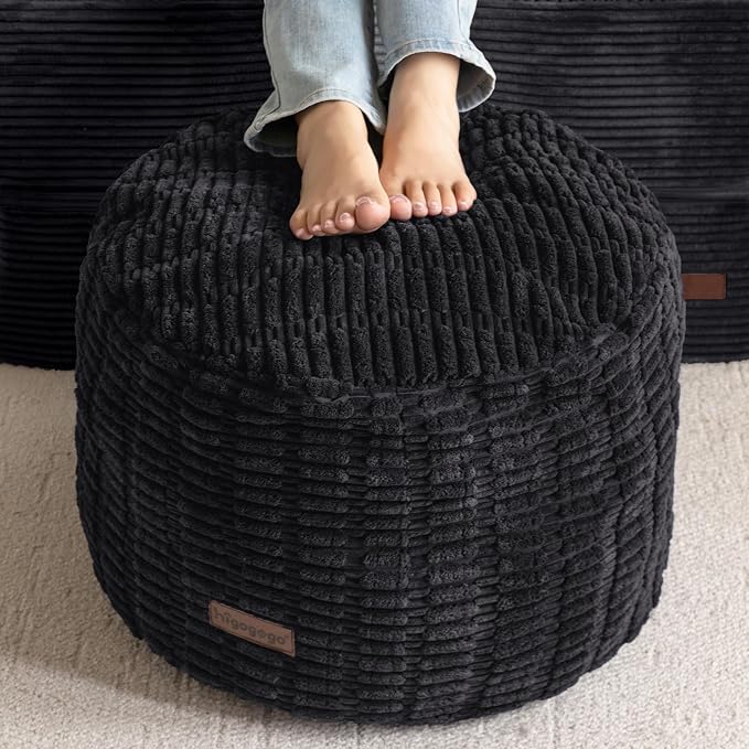 HIGOGOGO Pouf Ottoman Stuffed Round Modern Foam Filled Foot Rest Poufs by HIGOGOGO