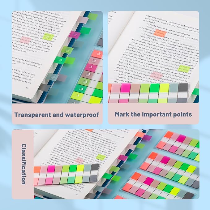 Golcellia Sticky Notes Tabs 900 Pieces Transparent Sticky Tabs, 0.47 Inch Book - Image 9