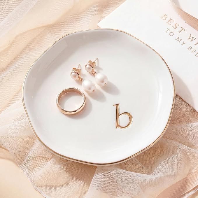Ceramic Jewelry Tray, Personalized Initial Jewelry Dish by GIVITASOT