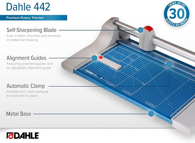 Dahle 442 Premium Rotary Trimmer, 30 Sheet Capacity, Self-Sharpening, Automatic - Image 5
