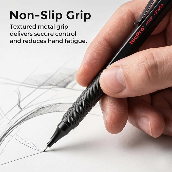 Nicpro Mechanical Pencils 0.7mm in Case, 3 Pack Metal Mechanical Pencils Set - Image 4