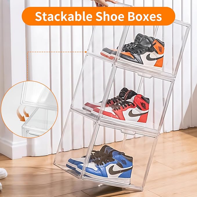 3 Pack Clear Acrylic Sneaker Shoe Display Case, Shoe Storage Boxes Stackable - Image 4