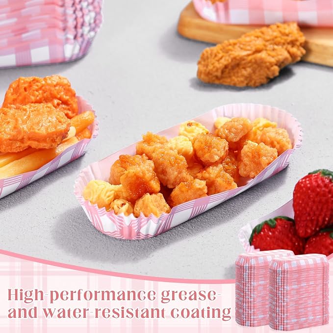 Yinkin 300 Pcs Paper Hot Dog Trays Valentine's Day 6 Inch Food Trays Concession - Image 5