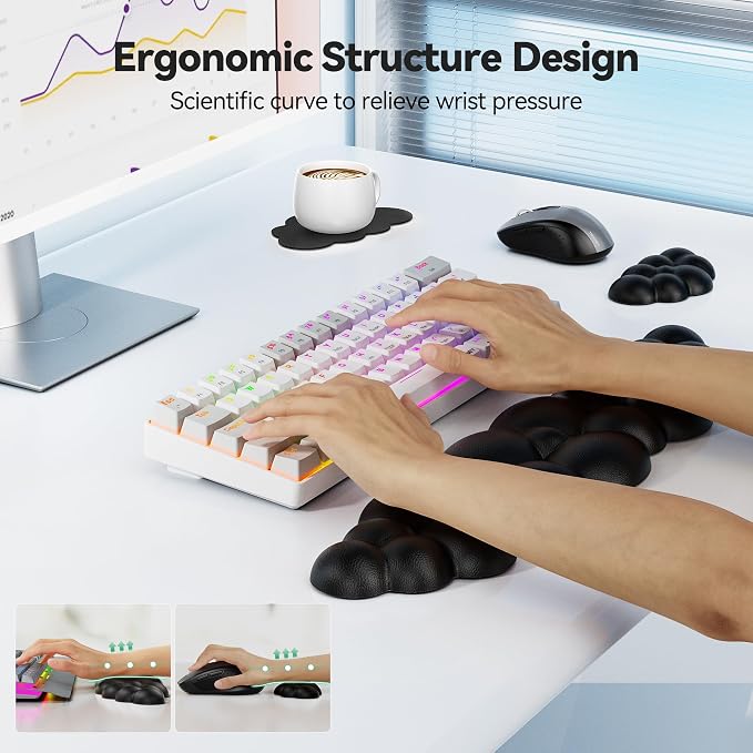 TECKNET Cloud Keyboard Wrist Rest Set, Cloud Wrist Rest - Image 3