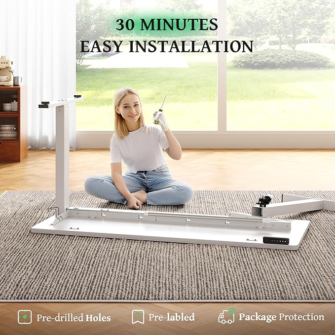 SIAGO Electric Standing Desk Adjustable - 48 x 24 Inch Sit Stand up Desk with Cable Management - 3 Memory Preset Adjustable Height Table-DeskLoop Office