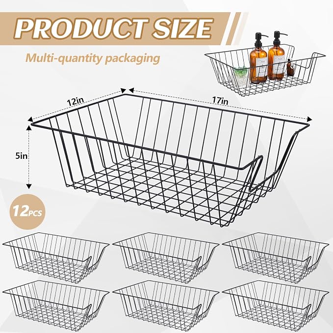 Yeaqee 12 Pcs Letter Tray Wire Paper Trays Black Stackable File Desk Organizer - Image 3
