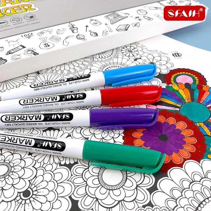 SFAIH 36 Colors Permanent Markers - Assorted Vibrant Colors, Quick Drying, Fade Resistant, Alcohol-Based Fine Point Permanent Markers for Paper, Plastic, Wood, Coloring, Drawing Doodling, Waterproof-DeskLoop Office